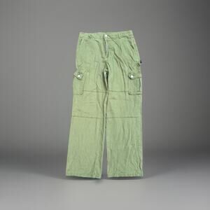 Green Straight Leg Cargo Sweatpants Size 30 Y2K Streetwear Vintage Fit Classic